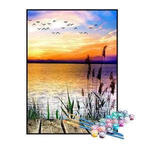 Kit de Pintura Numerada - Céu Colorido sobre o Lago