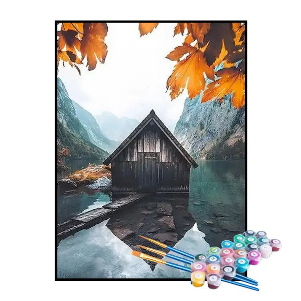 Kit de Pintura Numerada - Cabana no Topo das Montanhas