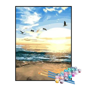 Kit de Pintura Numerada - Pôr do Sol na Praia