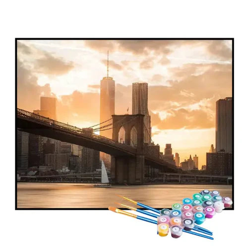 Kit de Pintura Numerada - Ponte do Brooklyn em Nova York