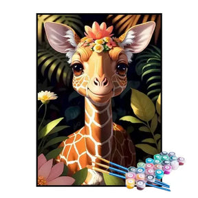 Kit de Pintura Numerada - Girafa na Selva