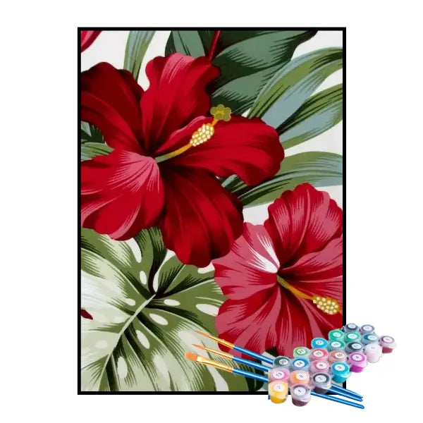 Kit de Pintura Numerada - Flores Vermelhas no Jardim