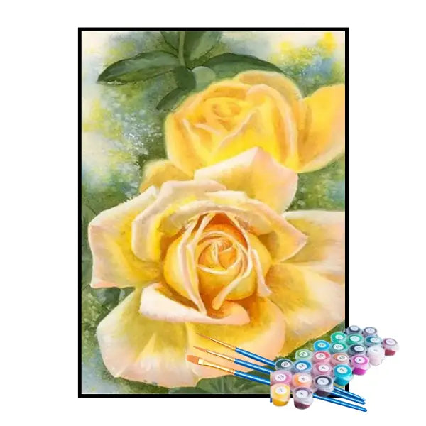 Kit de Pintura Numerada - Bela Rosa Amarela