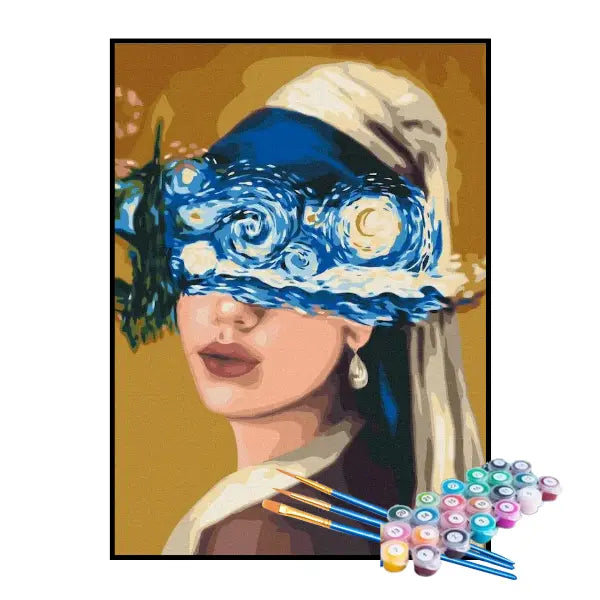 Kit de Pintura Numerada - A Noite Estrelada nos Olhos da Garota