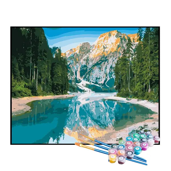 Kit de Pintura Numerada - Lago Entre as Árvores