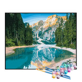 Kit de Pintura Numerada - Lago Entre as Árvores