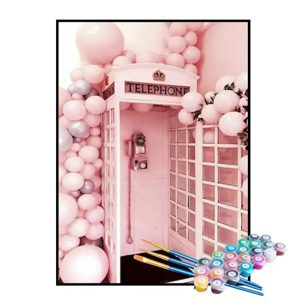Kit de Pintura Numerada - Cabine Telefônica Rosa