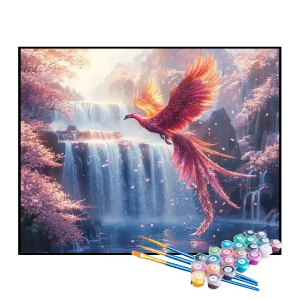 Kit de Pintura Numerada - Fênix na Cachoeira