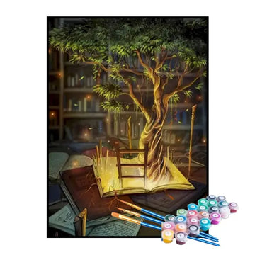 Kit de Pintura Numerada - Árvore Surgindo da Leitura