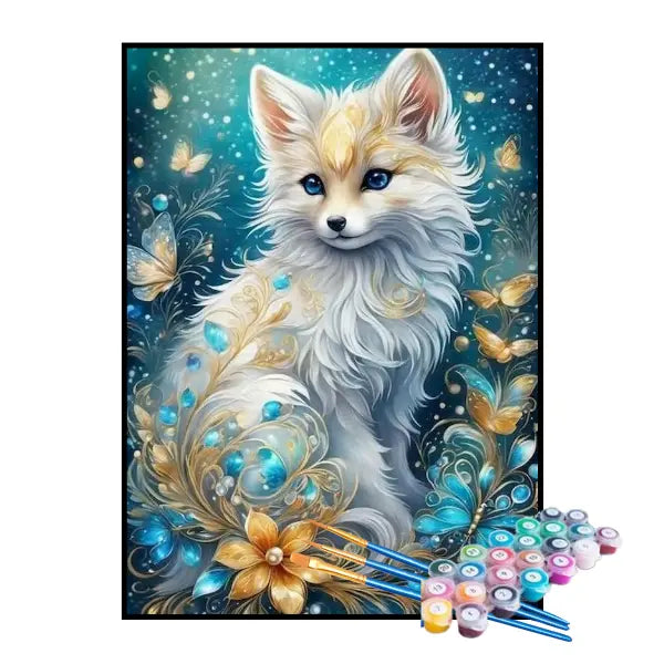 Kit de Pintura Numerada - Raposa Branca Mística