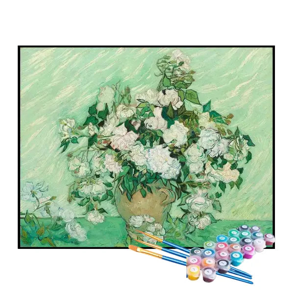 Kit de Pintura Numerada - Vaso de Flores Verde