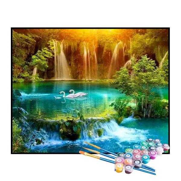 Kit de Pintura Numerada - Cachoeira Paradisíaca