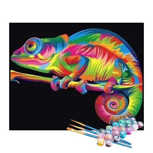 Kit de Pintura Numerada - Camaleão Abstrato