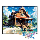 Kit de Pintura Numerada - Bela Cabana na Praia