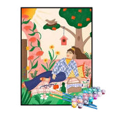 Kit de Pintura Numerada - Menina Descansando no Jardim