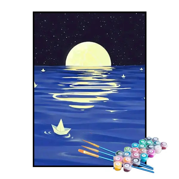 Kit de Pintura Numerada - Lua Emergindo do Mar