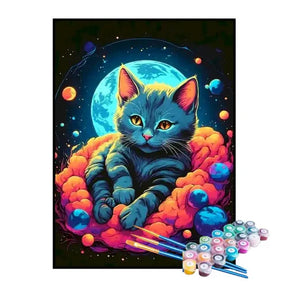 Kit de Pintura Numerada - Gato no Universo