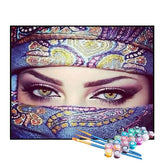 Kit de Pintura Numerada - Mulher de Olhos Claros sob o Véu
