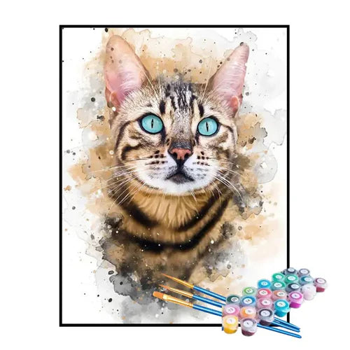 Kit de Pintura Numerada - Gato de Olhos Azuis