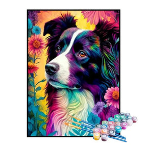 Kit de Pintura Numerada - Border Collie Abstrato