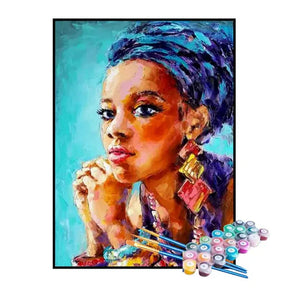 Kit de Pintura Numerada - Pintura de Mulher com Turbante