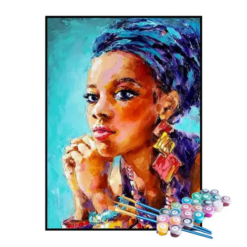 Kit de Pintura Numerada - Pintura de Mulher com Turbante