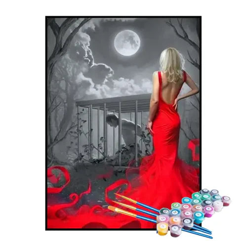 Kit de Pintura Numerada - O Poder da Mulher de Vermelho