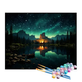 Kit de Pintura Numerada - Fogueira sob a Aurora Boreal