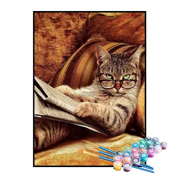 Kit de Pintura Numerada - Gato Leitor