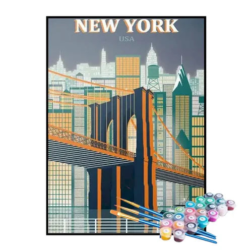 Kit de Pintura Numerada - Mapa de Nova York