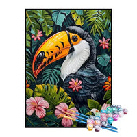 Kit de Pintura Numerada - Tucano Entre as Plantas