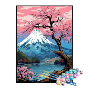 Kit de Pintura Numerada - Monte Fuji e Árvore Florida