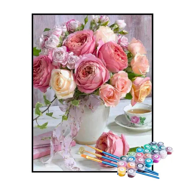 Kit de Pintura Numerada - Buquê de Rosas