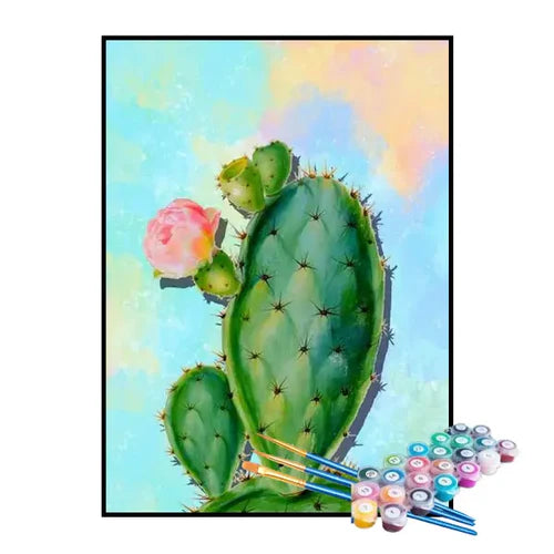 Kit de Pintura Numerada - Cacto no Céu Azul