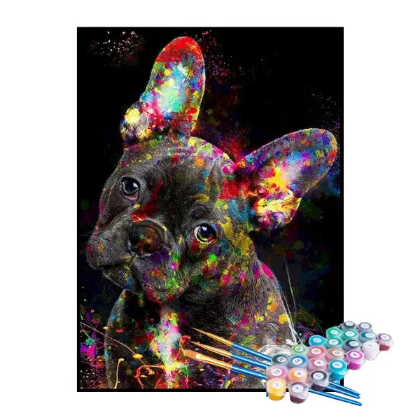 Kit de Pintura Numerada -  Buldogue Francês Abstrato