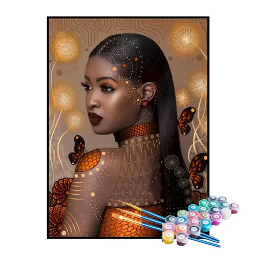 Kit de Pintura Numerada - Mulher Estilosa com Borboletas
