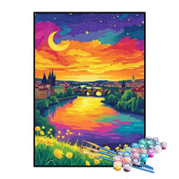 Kit de Pintura Numerada - Pôr do Sol na Cidadela Colorida