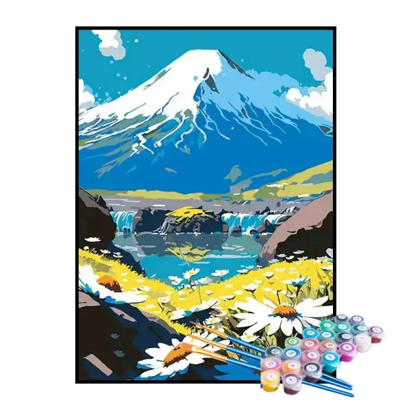 Kit de Pintura Numerada - Campo de Margaridas na Montanha