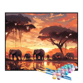 Kit de Pintura Numerada - Manada de Elefantes