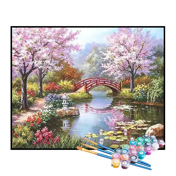 Kit de Pintura Numerada - Ponte na Floresta Florida