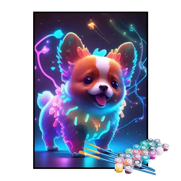 Kit de Pintura Numerada - Pequeno Cachorrinho Iluminado
