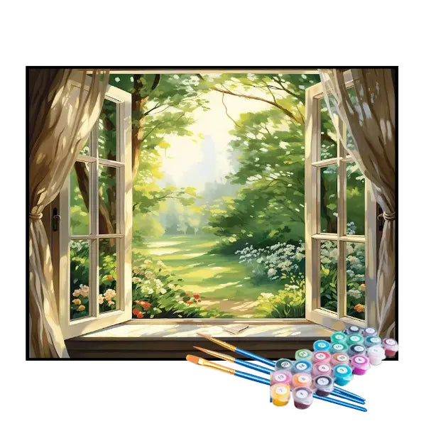 Kit de Pintura Numerada - A Janela para o Jardim