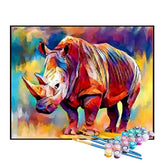 Kit de Pintura Numerada - Pintura de Rinoceronte Colorido