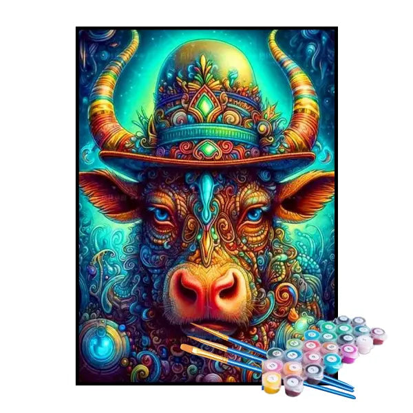 Kit de Pintura Numerada - Vaca Mágica Abstrata
