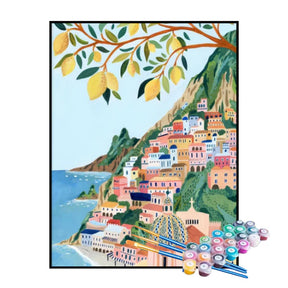 Kit de Pintura Numerada - Vila na Montanha à Beira-Mar