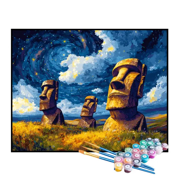 Kit de Pintura Numerada - As Estátuas Moai
