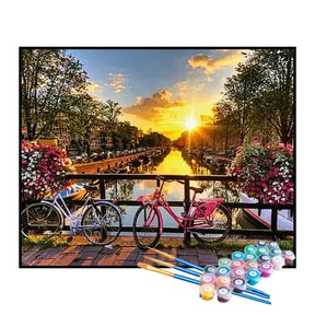 Kit de Pintura Numerada - Pôr do Sol em Amsterdã