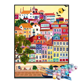 Kit de Pintura Numerada - Prédios Coloridos