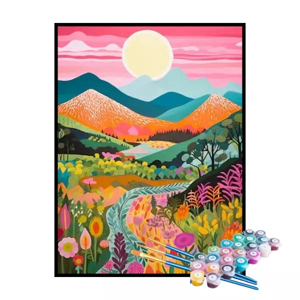 Kit de Pintura Numerada - Montanhas Coloridas 1
