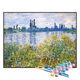 Kit de Pintura Numerada - Flores às Margens do Sena em Vétheuil, Claude Monet (KIT PROMOCIONAL)